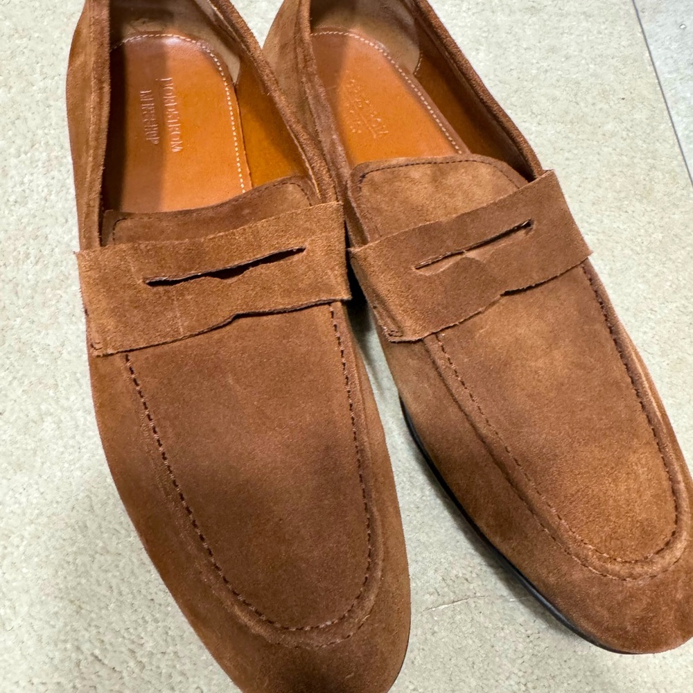 Brown suede loafers. Size 13. Like new, worn less than 3 times.
